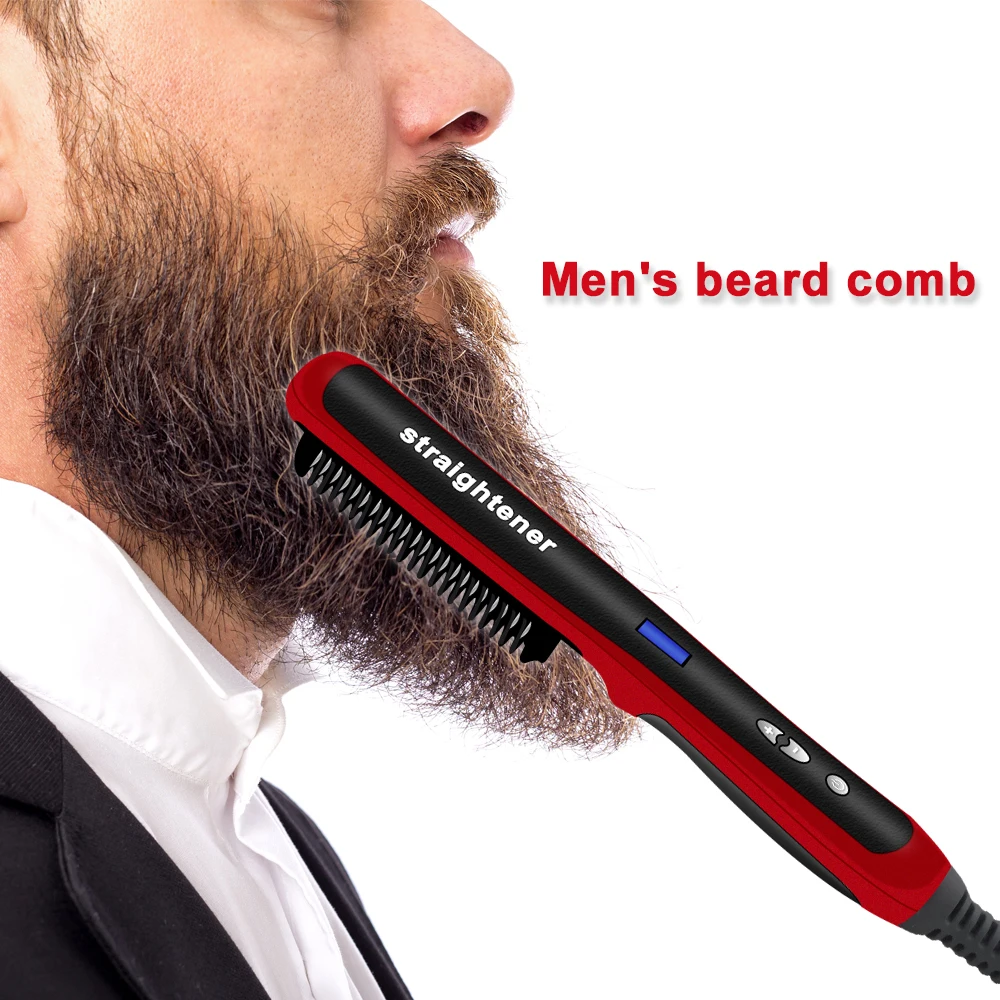 Billige Multifunktionale Haar Kamm Pinsel Bart Haarglätter Haar Begradigen Richt Kamm Haar Curler Schnell Haar Styler Für Männer