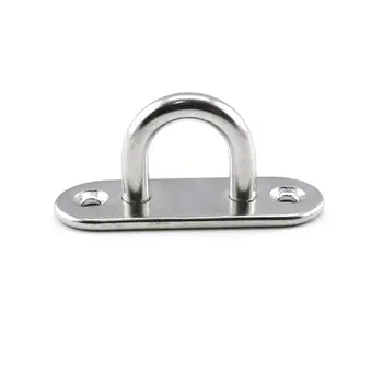 

4pcs M6 Oblong Pad Eye Plates Ceiling Wall Mount U Hook Anchor Hanger Stainless Steel Staple Ring Hook Boat Yacht Shade Sail Tie
