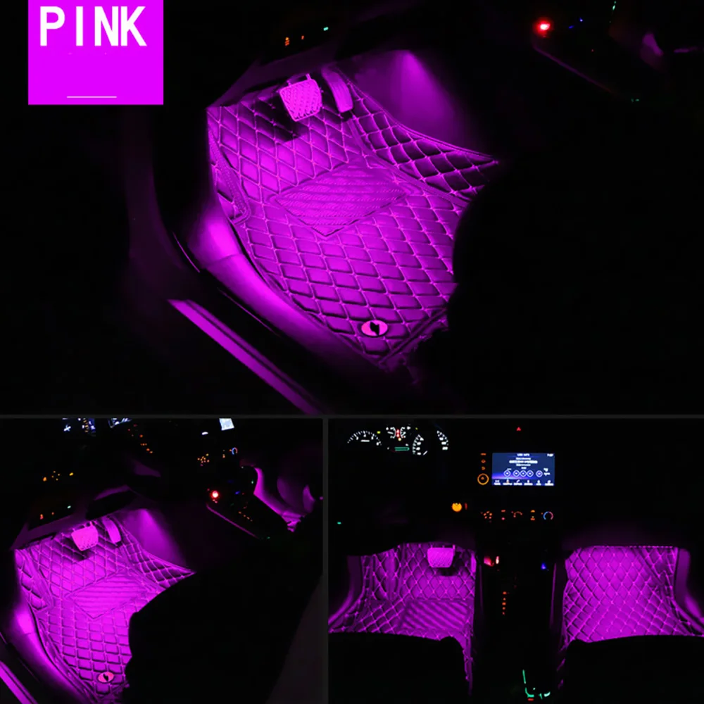 Авто украшение 4 шт./компл. 4* 12LED атмосферные лампы автомобиля RGB полосы света автомобиля-Стайлинг автомобиля интерьерные огни