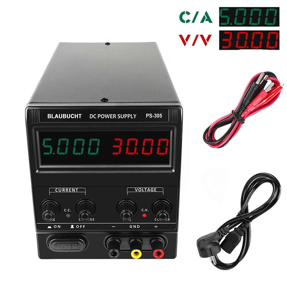 

BLAUBUCHT High Precision Regulated Power Supply 30 V 5A Adjustable Lab Switching Power Source Digital Voltage Stabilizer