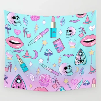 

Girly Pastel Goth Witch Pattern Wall Tapestry Wall Decor Wall Art Coverlet Curtain Blanket Bedding Sheet Towel Throw Furniture