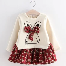 Платья для маленьких девочек г. Осенние детские платья принцессы с цветочным принтом зимняя одежда с длинными рукавами для девочек 2, 3, 4, 5, 6 лет