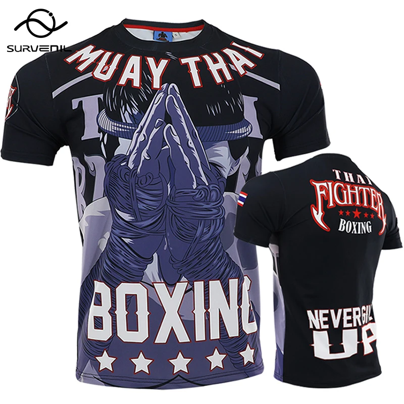 Mma Shirt Rashguard Men Tiger Dragon Muay Thai Jersey Cotton Kick Boxing Compression Muaythai T Shirt Fitness Boxeo BJJ Tee Tops sports apparel mens t shirt