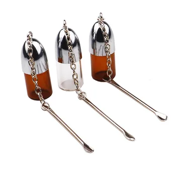 

1pc Snuff Dispenser Bullet Rocket Snorter with Metal Spoon Snuff Snorter Container Pill Case