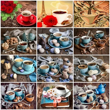 

HUACAN DIY Painting By Number Coffee Drawing On Canvas Pictures By Numbers Cup Hand Painted Paintings Art Gift Kits Home Decor
