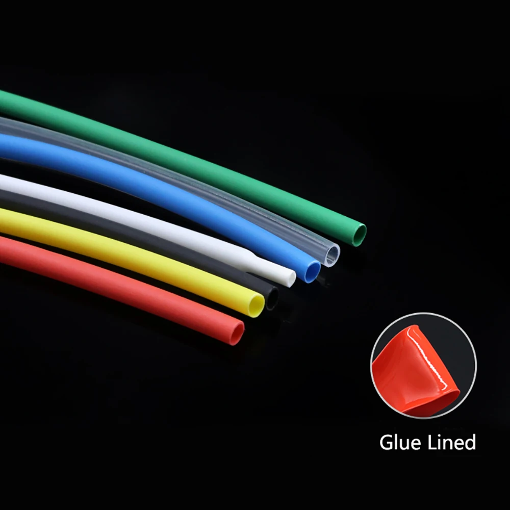

3:1 Ratio White/Black/Red/Yellow/Green/Blue/Transperant Φ2.4mm Heat Shrink Tubing Wire Sleeves Wrap Waterproof Glue Lined