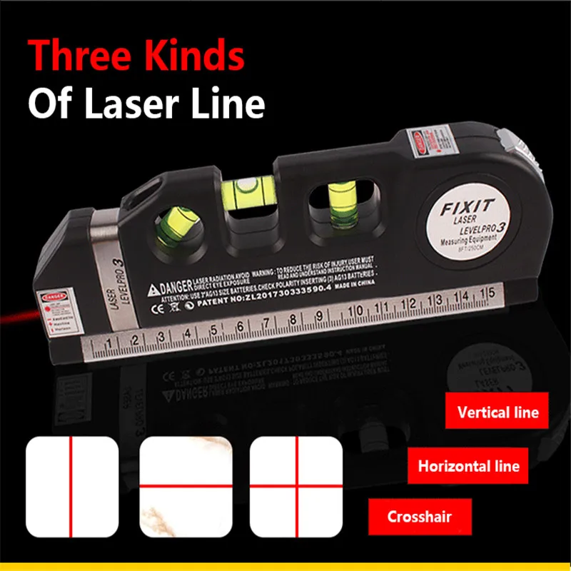 

New hot 1Pc Multipurpose Level Laser Horizon Vertical Measure Tape Aligner Bubbles Ruler