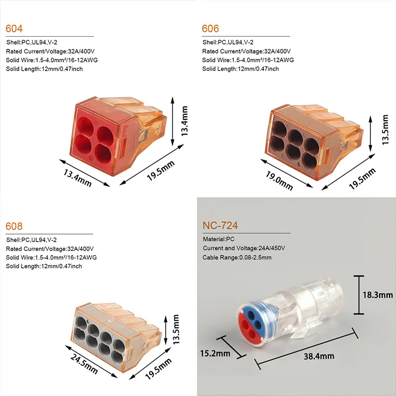 Wire Connector Electrical Connector Cable Connector Led Connector Wire Connector Terminals Universal Quick Electrical Push in Cable Wiring