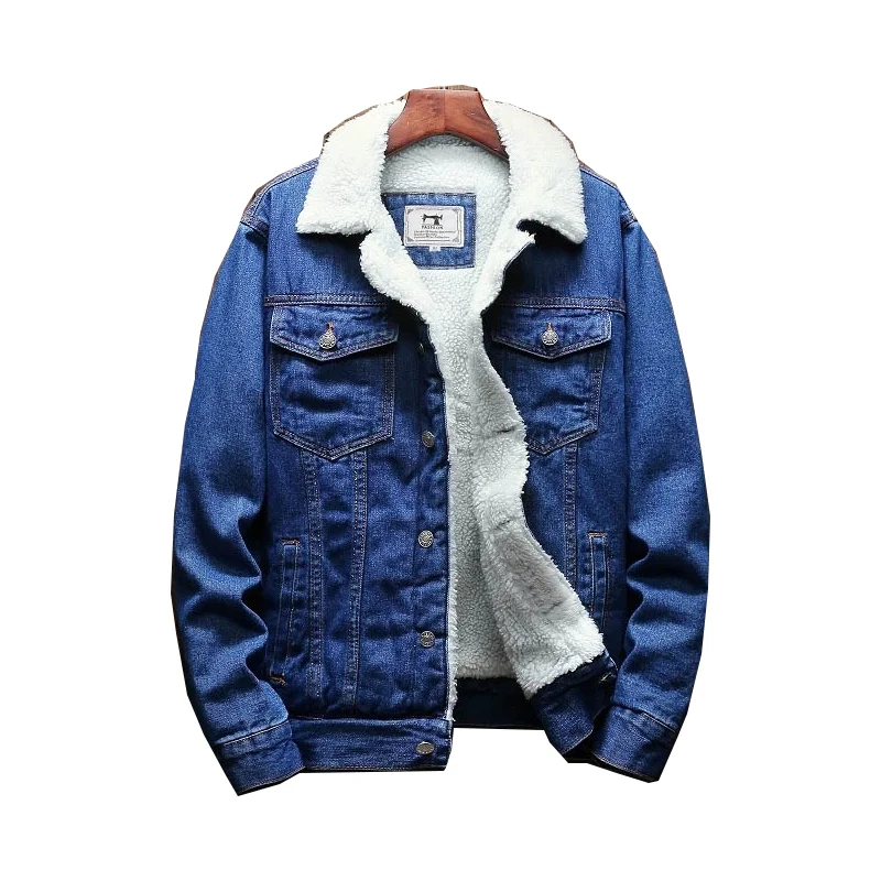 Men's Winter Denim Jacket Large Wool 