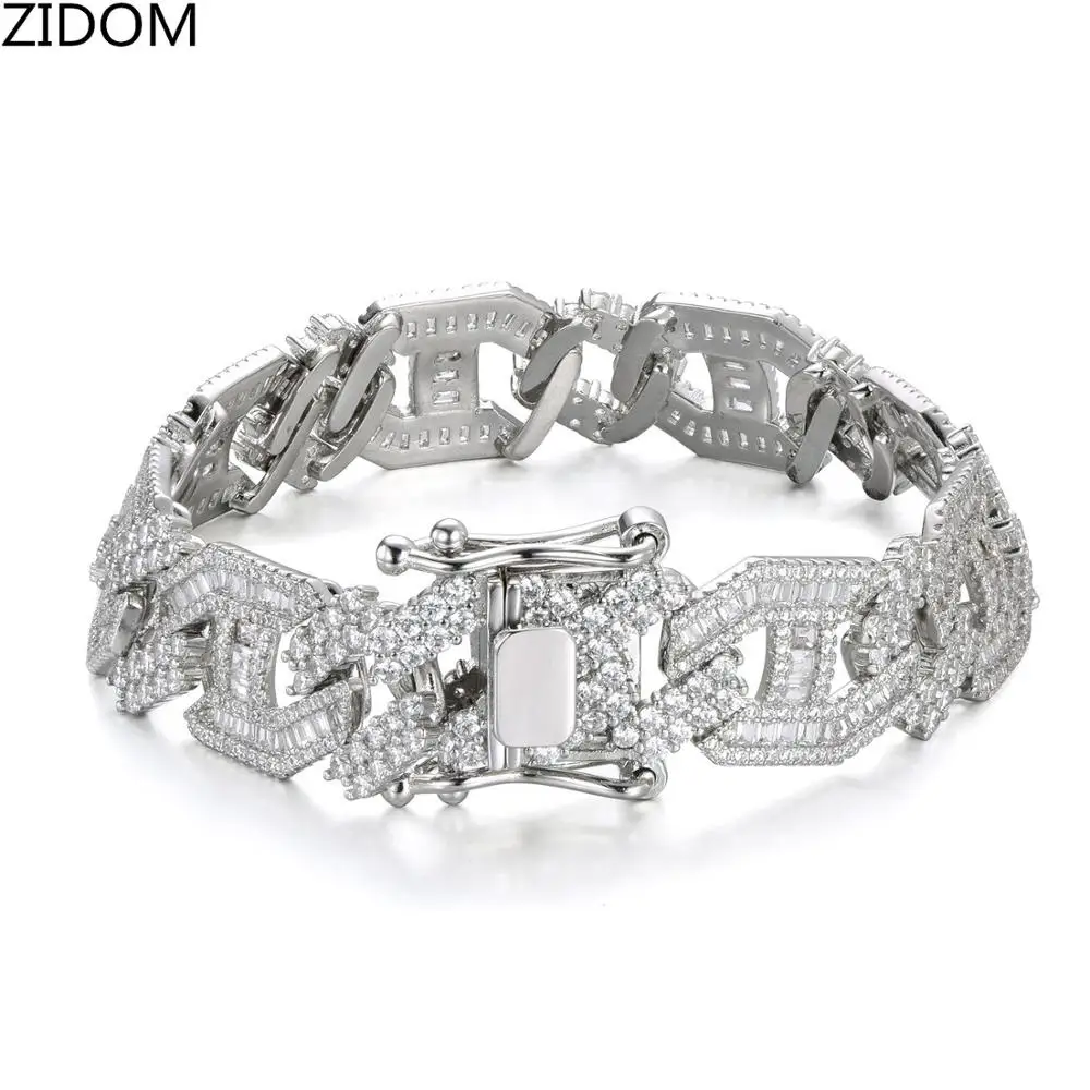 Мужской браслет в стиле хип-хоп со льдом, высокое качество, AAA циркон, мужские хип-хоп кубинские браслеты на цепочке, модные ювелирные изделия, Прямая поставка