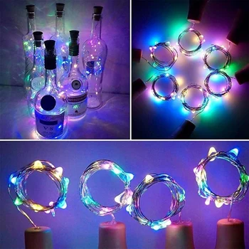 

Battery Powered Garland Wine Bottle Lights with Cork 2M 20LEDs Copper Wire Colorful Fairy Lights String for Party Wedding Decor