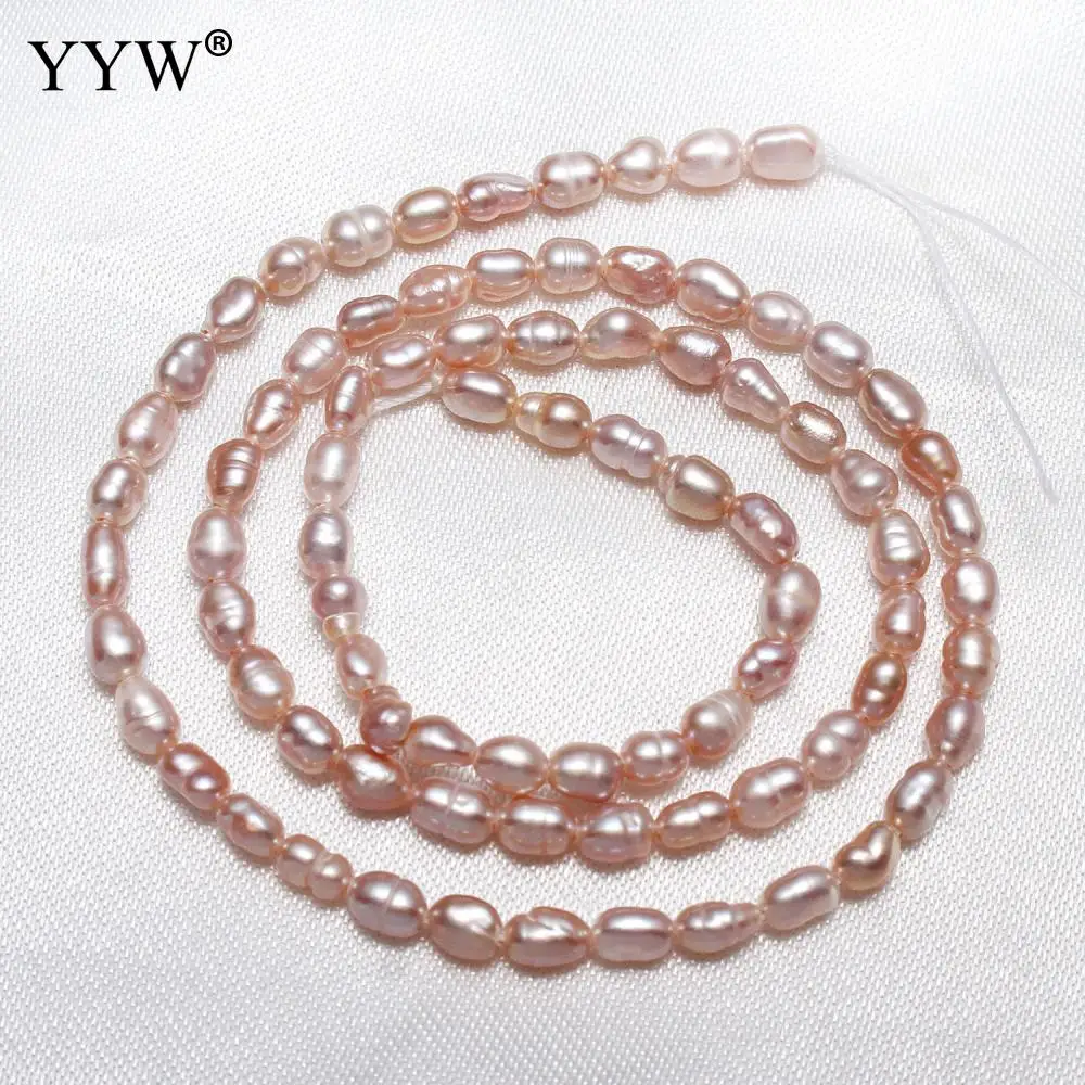 Perlas de agua dulce 100% naturales, cuentas irregulares en forma de arroz para la fabricación de joyas DIY, pulsera y collar de 2-4mm, hebra de 14,5 