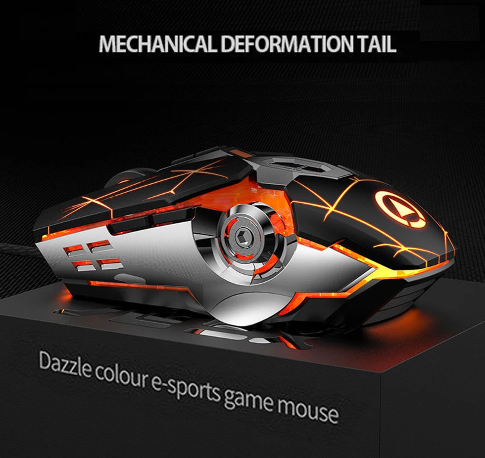 Профессиональная Проводная игровая мышь 3200DPI с 6 кнопками светодиодный