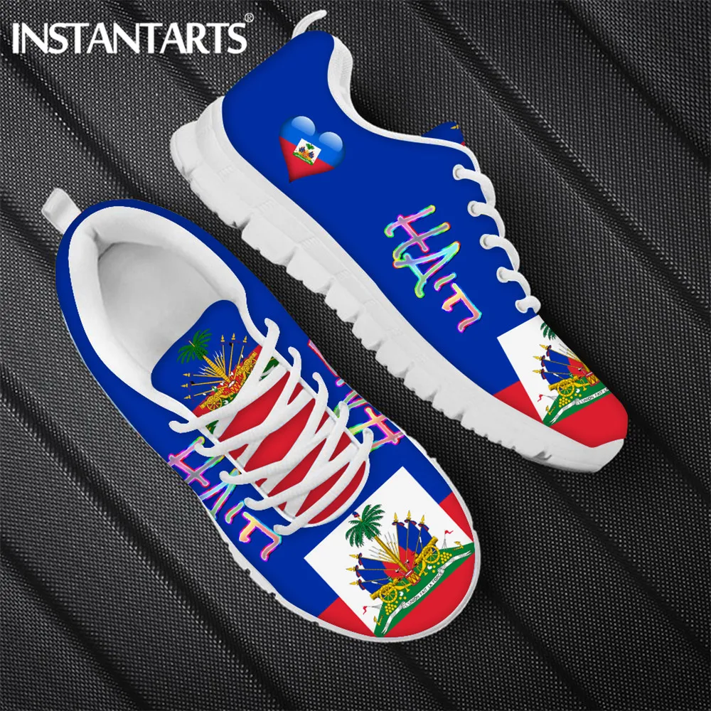 

INSTANTARTS Hot Haiti Flag Brand Design Casaul Men Sneaker Breathable Mesh Flats Shoes Mens Lace Up Footwear Zapatillas Hombre