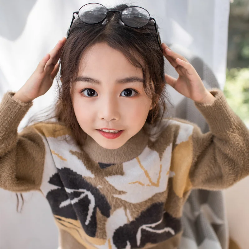 Г. Зимние свитера для маленьких девочек; модная детская одежда; свитер большого размера; Одежда для девочек; винтажный трикотажный пуловер; верхняя одежда