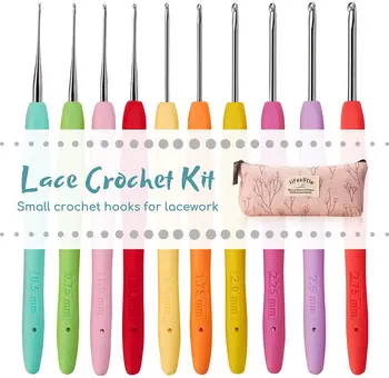 

Small Sizes Crochet Hooks Set 0.5mm - 2.75mm Ergonomic Soft Handle Crochets with Portable Case - Perfect for Lacework
