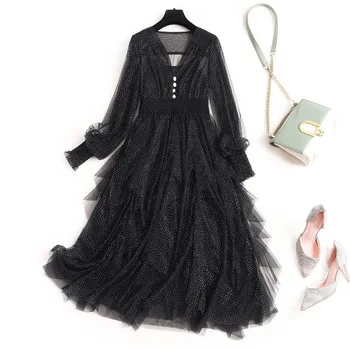 

Vestidos Largos Mujer Negro Tulle Dress Cascading Ruffle Lantern Sleeve Ball Gown Bohemian Vestido Mulher Cerimonia pink