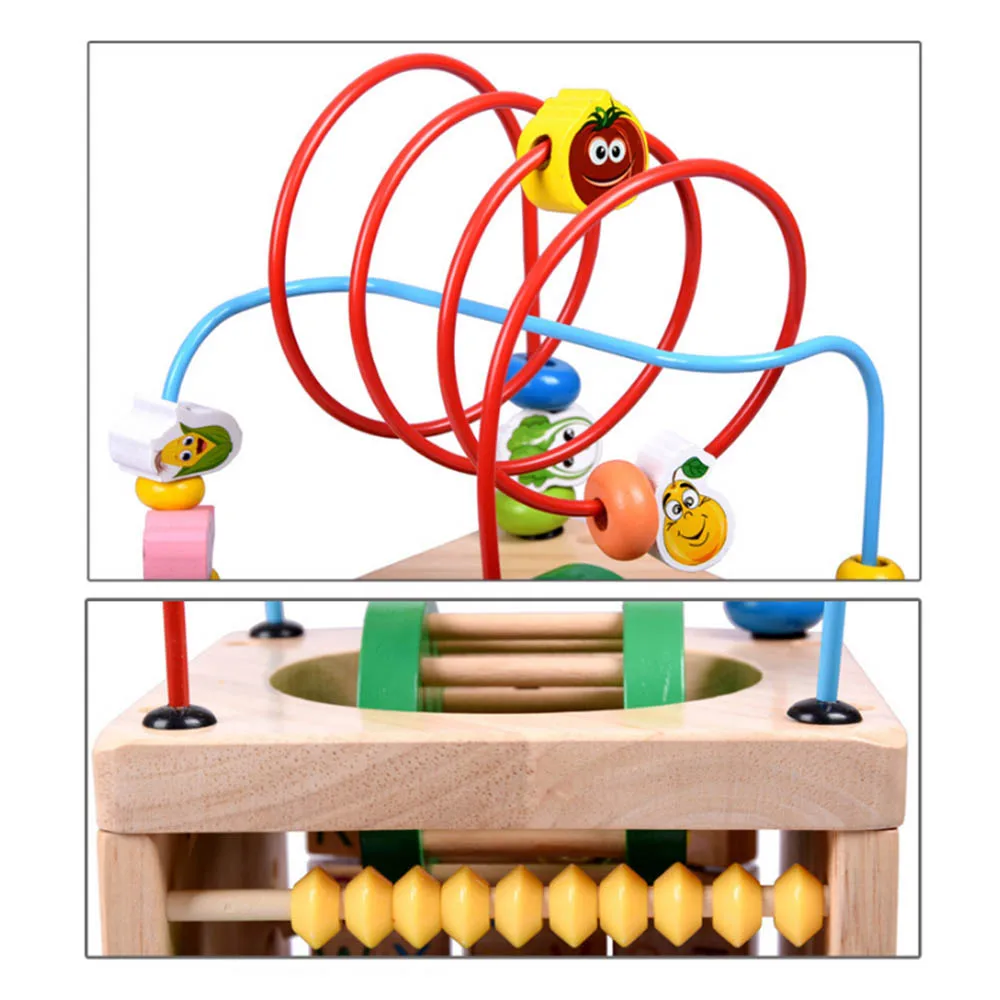 Деревянный красочный Кубик из бисера, лабиринт, математическое число, обучающий инструмент, счеты, вычисление, обучающая головоломка, блок, игрушка