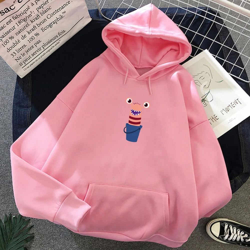 Женская толстовка с капюшоном Bucket Big Eyes черная или розовая в стиле Харадзюку