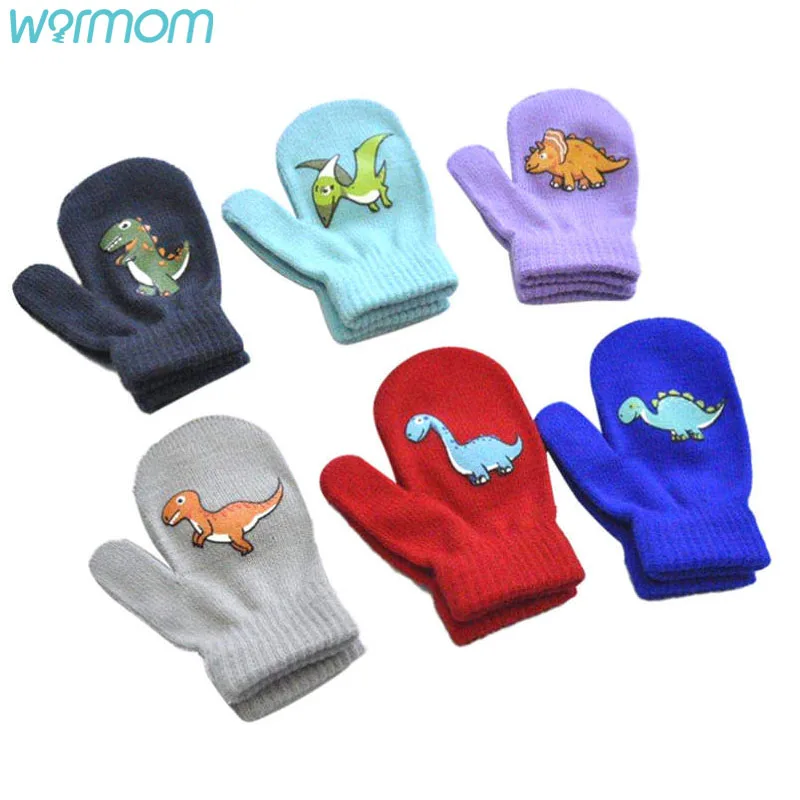 Winter Gloves Baby Mittens Dinosaur Childrens Kids Cartoon for Full-Finger Warm Outdoor