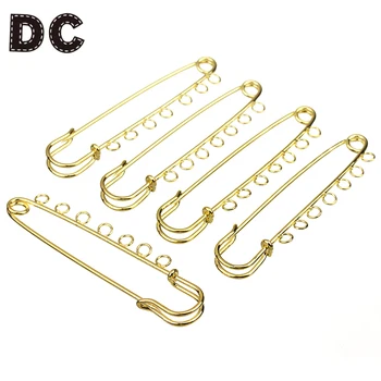 

10pcs Gold Color 7 Hole Brooches Pins 80mm Long Metal Iron Brooch Women/Men DIY Handmade Jewelry Making Findings Accessories