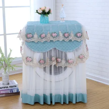 

Lace Ruffle Floral Washing Machine Cover Home Decor Lace Protection Proof Case Washing Machine Protective Dust Cover