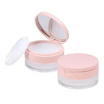 

Portable Empty Loose Powder Box Mirror Powder Container Refillable Bottles Elastic Denser Mesh Makeup Case With Powder Puff