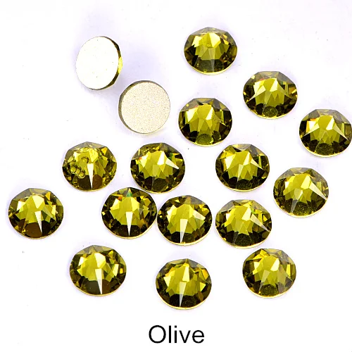 2088 лучшее качество красочные не горячей фиксации Стразы Flatback не горячей фиксации стеклянные стразы для украшения ногтей B0911 - Цвет: Olive