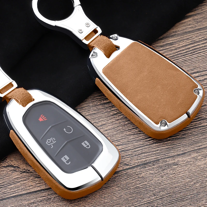 

Zinc Alloy+Leather Car Key Case Cover Bag Key Shell Suitable For Cadillac ATS SRX XTS CTS XT5 CT6 Car styling Accessories