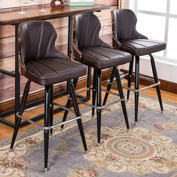 

European Style Bar Chair, Solid Wood Back, Iron Bar Chair, Bar Stool, High Foot Stool, Rotating Bar Stool, Household