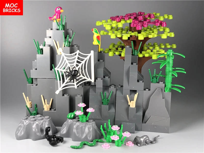 Кубики MOC Горный цветок животное паук фотоальбом DIY рок развивающие строительные