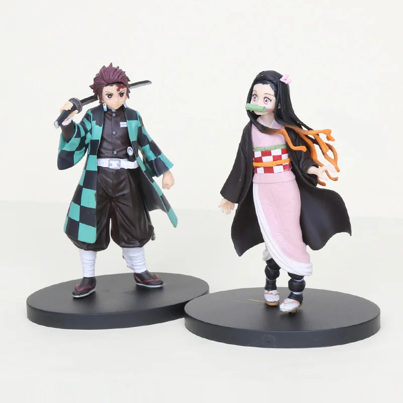 Набор из 2 новых 16 см аниме Demon Slayer Tanjirou Kamado Kimetsu no Yaiba Kamado Nezuko ПВХ фигурка Коллекционная модель куклы - Цвет: opp