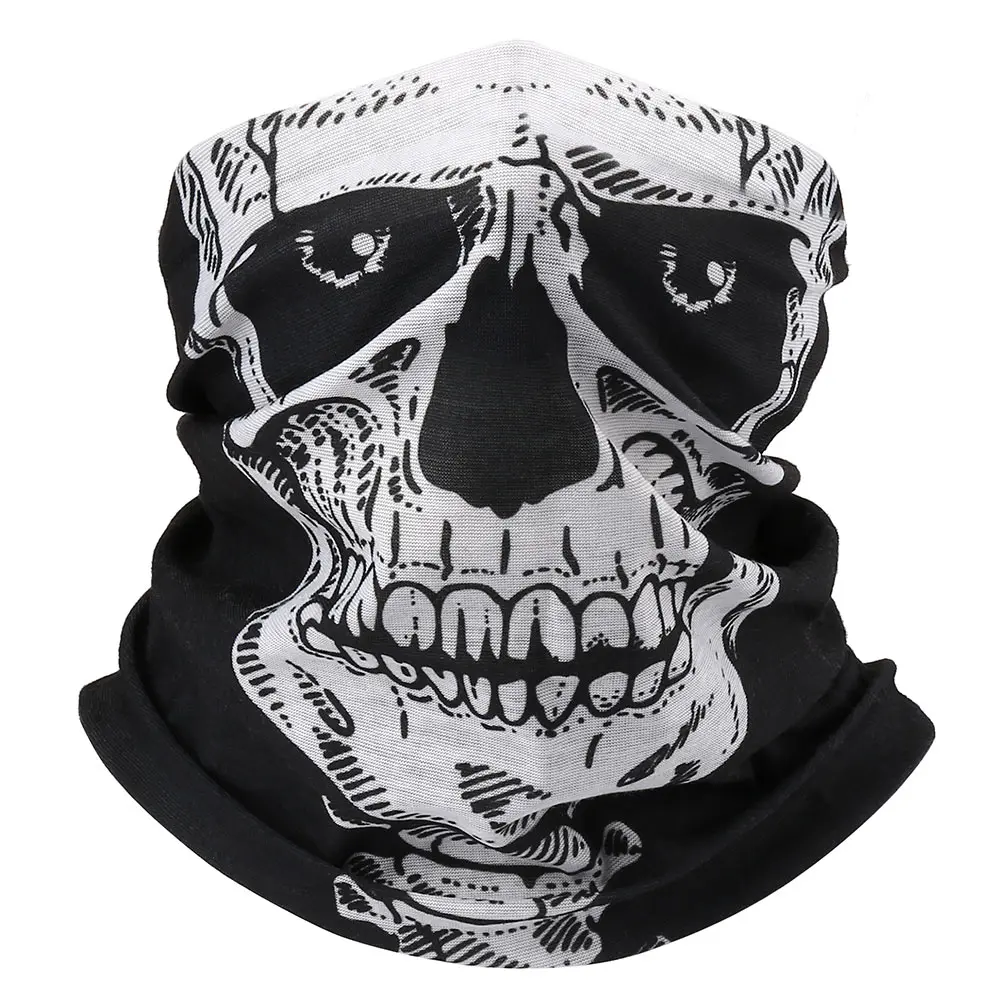 Skull02 3D Skull Ghost Balaclava Neck Gaiter Motorcycle Bandana Head Shield Skeleton Moto Biker Tube Scarf Headband Half Face Mask Men - Цвет: Skull02