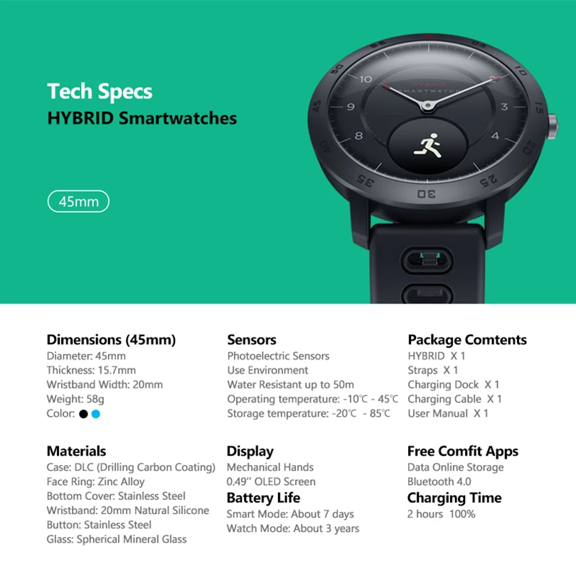 Zeblaze Hybrid Smartwatch Heart Rate Blood Pressure Monitor Smart Watch Exercise Tracking Sleep Tracking Smart Notifications