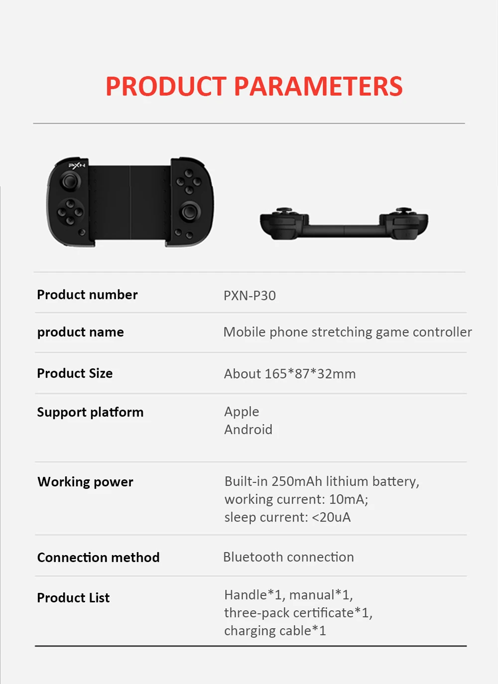 PXN-P30 беспроводной игровой контроллер Bluetooth геймпад джойстик 4-6 дюймов держатель мобильного телефона для Android IOS
