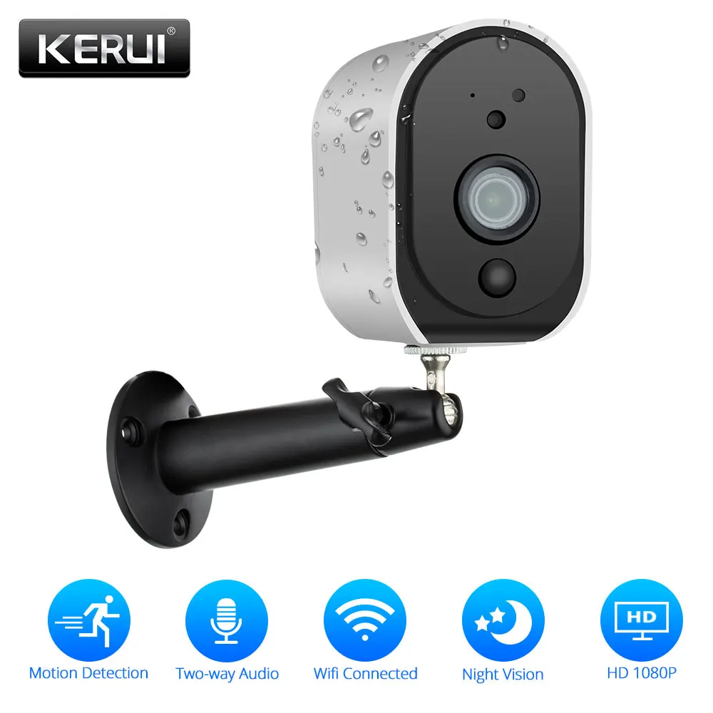 

KERUI Outdoor 1080p Full HD Battery 2.4G WiFi Wireless IP66 Waterproof IP Camera Indoor Home Security H.265 Surveillance Camera