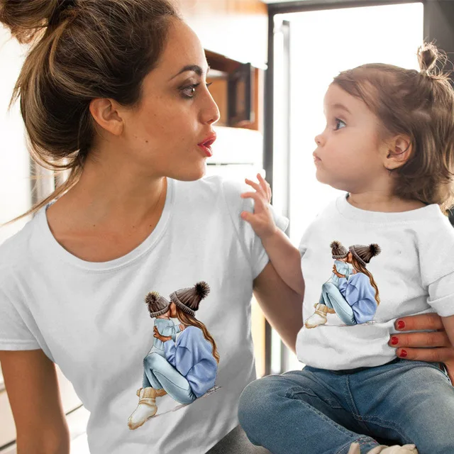 Одинаковые комплекты для семьи футболка для мальчиков и девочек с принтом супермамы и дочки одежда для подарка на День Матери Забавные футболки для детей и женщин - Цвет: 1