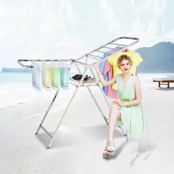 

Stainless Steel Clothes Drying Rack Foldable Laundry Clothes Drying Rack Home Household Clothes Shoes Hanger for Home Hotel