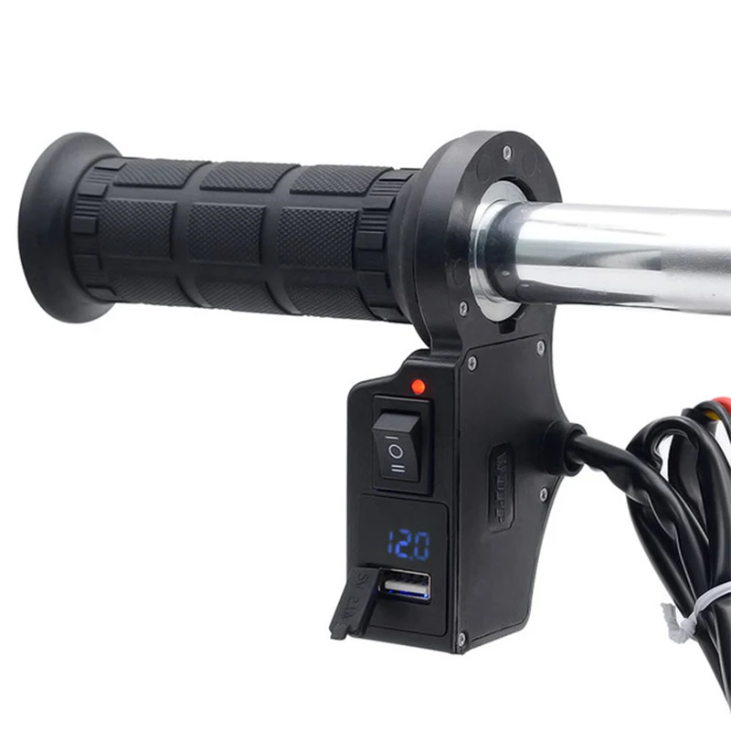 

Multi-functional Motorcycle Handle Generating Heat Grips Handle Voltage Display with Cell Phone 2.1A USB Charging Apr3 Drop Ship