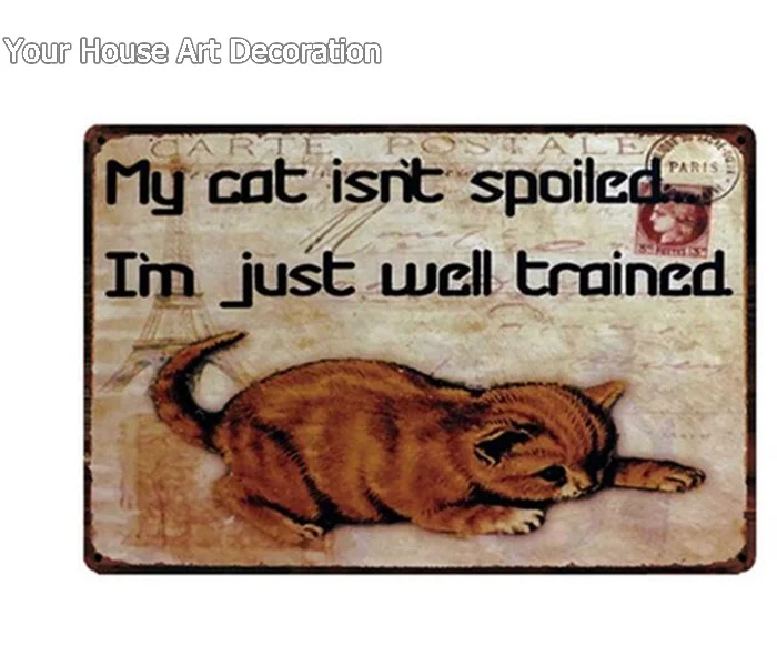 Love me Love My Cat Металлический Знак оловянный магазин домашних животных Предупреждение умный плакат с кошкой домашний Декор Бар настенная живопись 20*30 см - Color: 6