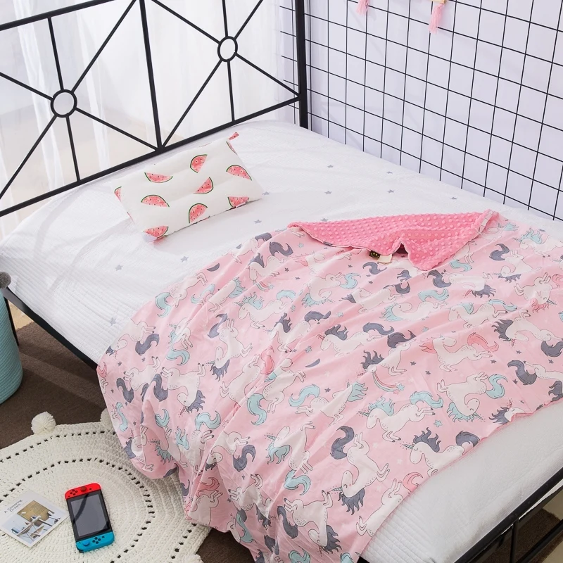 

1pc Blanket Flannel Printing Pink Color Soft Fabric Throw Blanket for Bed Sofa Weighted Blanket Suitable for Kid Bedroom Yaapeet