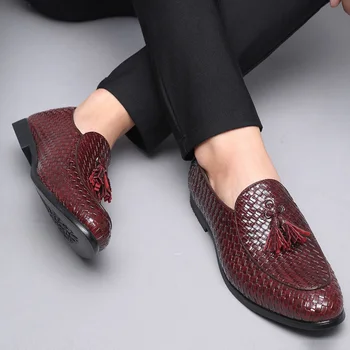 

CPI Handmade Brand Tassel Shoes Men Casual Leather Dress Loafers Woven Oxfords Moccasins Luxury Italian Wedding Flat Shoes AA-51