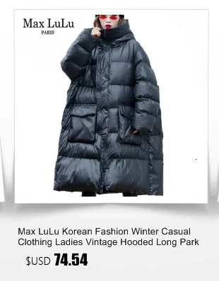 Max LuLu/Корейская мода, женские повседневные свободные длинные парки, Женская винтажная зимняя куртка, стеганые пальто с капюшоном, негабаритная теплая уличная одежда