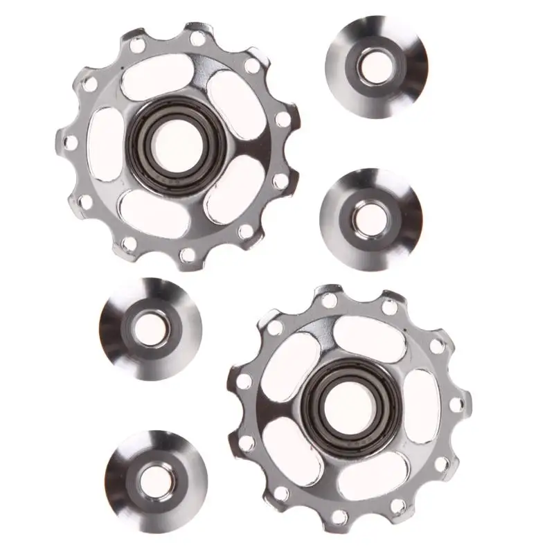 Silver 2pcs 11T велосипед алюминиевый сплав подшипник Jockey колеса Задний переключатель Шкивы A - Цвет: Silver