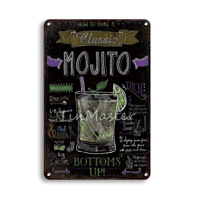 10315 Mojito Cocktail Jim Whiskey металлическая настенная художественная жестяная вывеска винтажный Ирландский Паб кухня домашний декор пивной плакат знаки ресторанный Настенный декор - Цвет: 10315