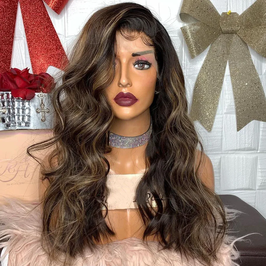 Peruvian Highlight 13x6 Deep Part Lace Front Human Hair Wigs with Baby Hair 180Density Lace Front Wigs for Black Women Remy