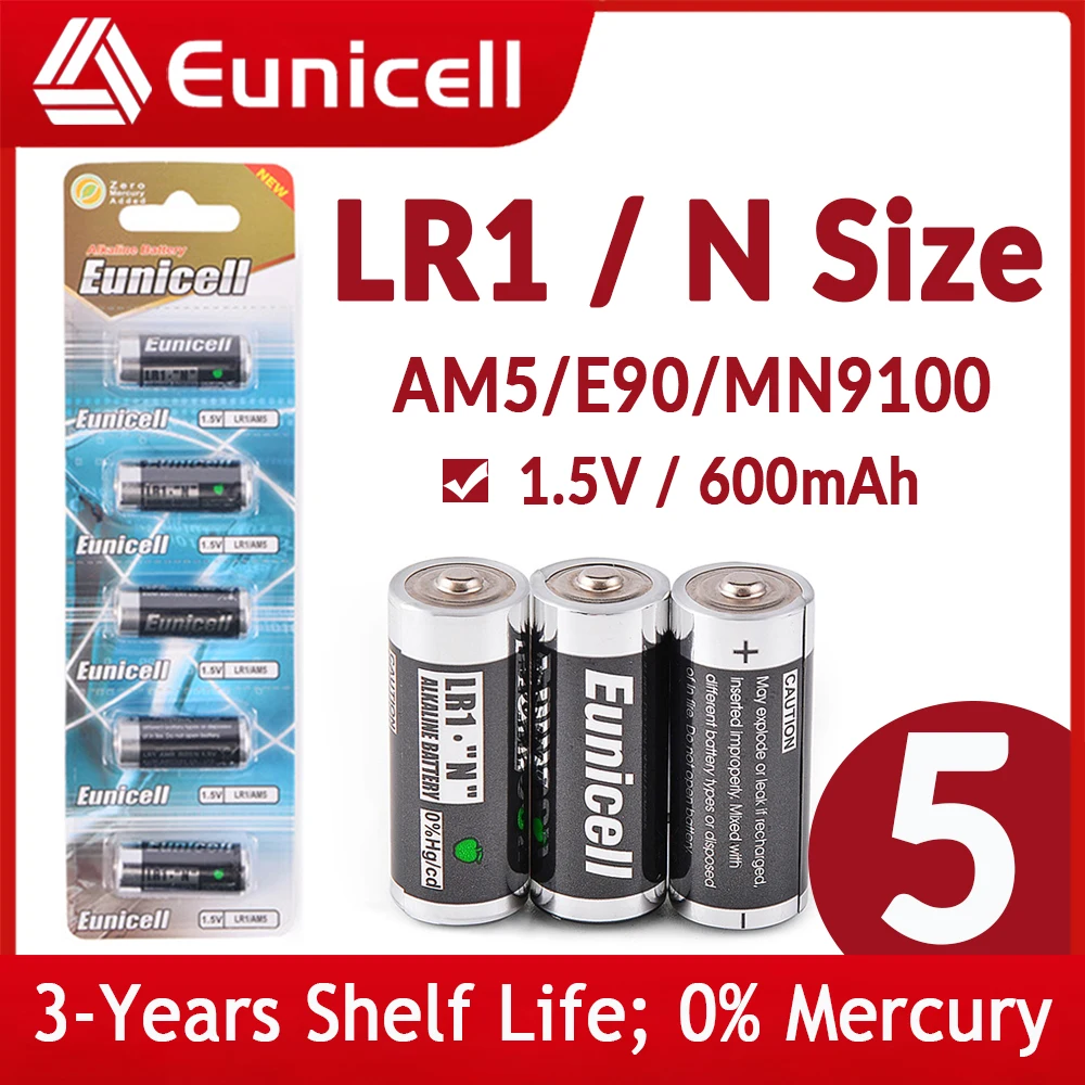 Eunicell 5 шт. 1 в LR1 N размер батареи E90 AM5 MN9100 910A для Bluetooth сигнализации плееров Мощность