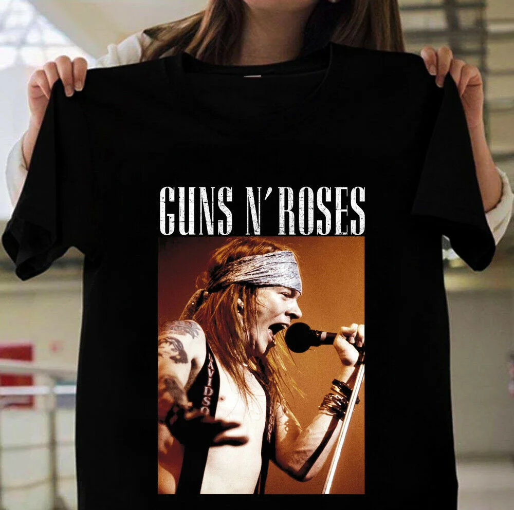 Винтажная Черная Мужская футболка из хлопка с коротким рукавом Axl Rose Guns N Roses