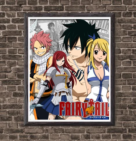 Фея Хвост Конец Natsu замораживание серый Erza волшебник Lucy аниме холст стены