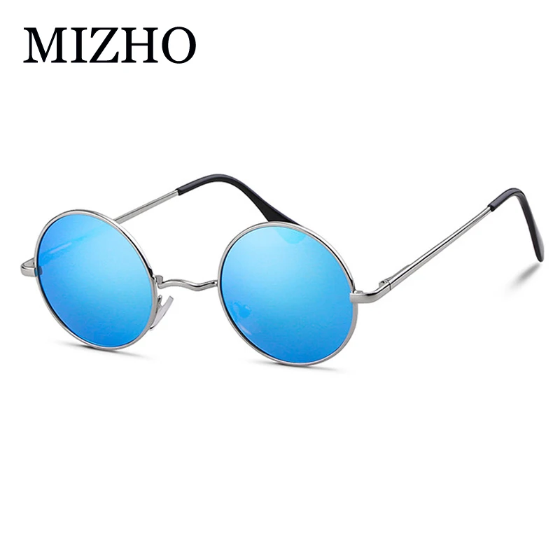 MIZHO-빈티지 금속 선글라스, 여성 브랜드 디자인 펑크 옐로우 안경, 레드 라운드 선글라스, 남성 편광 자외선 차단